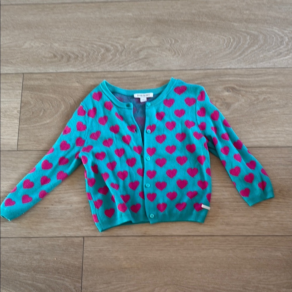Posh Peanut Blue and Pink Polka Dot Sweater